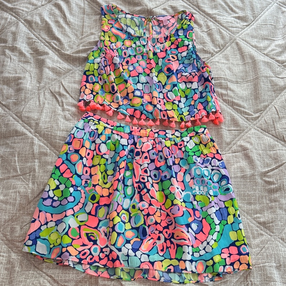 Lilly Pulitzer Colorful Patterned Skirt Set